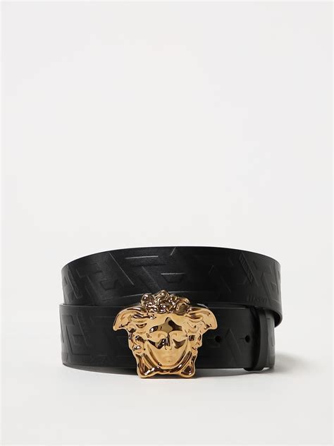 versace black and gold belt buvkle|versace greca embossed belt.